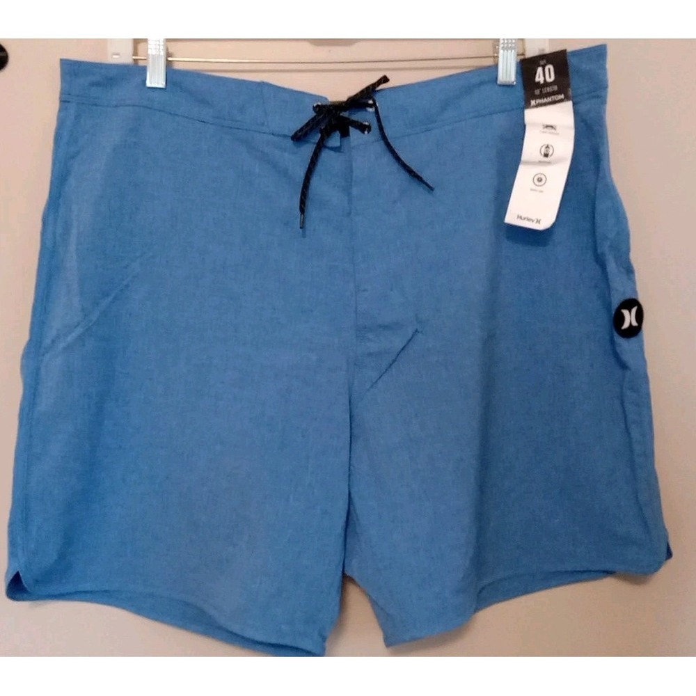 Hurley Men Heather Blue Phantom Drawstring 7" Inseam Board Shorts Size 40